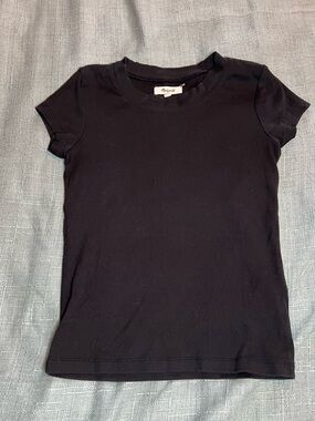 Madewell Black Ribbed Crewneck Tee Size XS